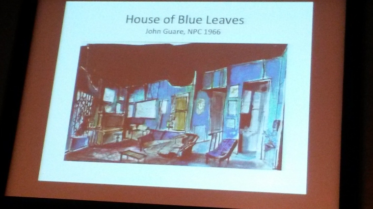 Slide from the presentation -- Dream Design sketch for John Guare's House of Blue Leaves. Image by Martha Wade Steketee.